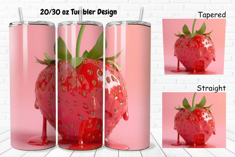 3D Strawberry 20/30oz Skinny Tumbler