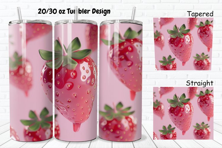 3D Strawberry 20/30oz Skinny Tumbler example image 1