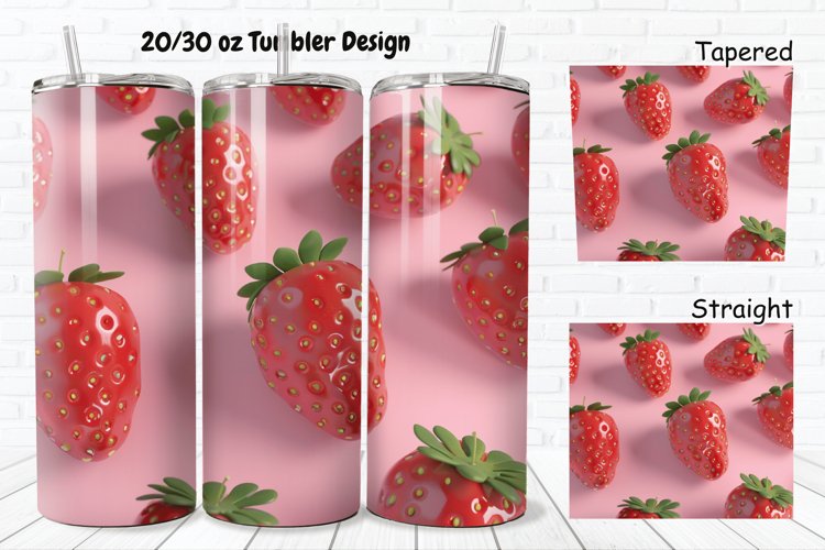 3D Strawberry 20/30oz Skinny Tumbler example image 1