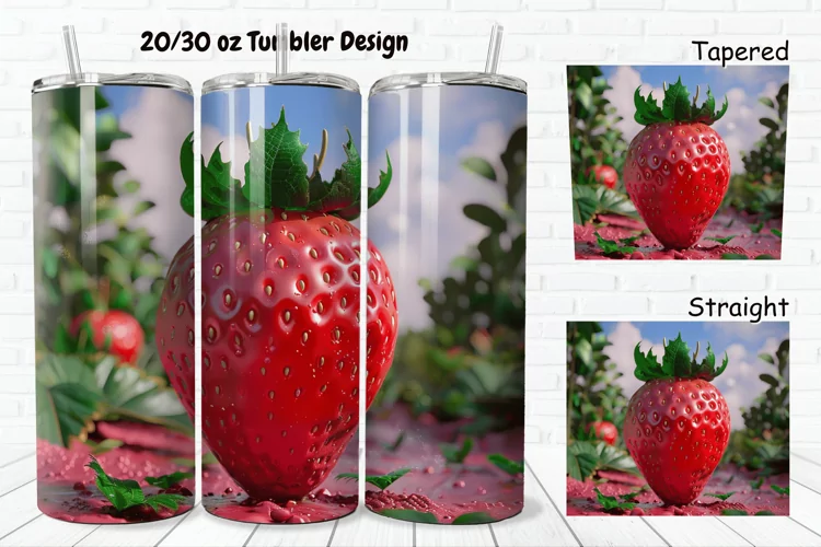 3D Strawberry 20/30oz Skinny Tumbler