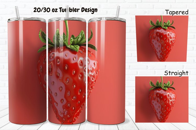 3D Strawberry 20/30oz Skinny Tumbler example image 1