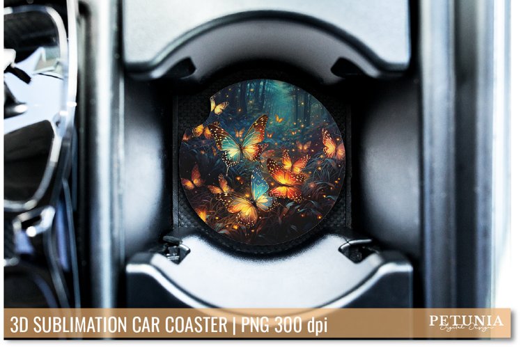 3D sublimation design being used as a sublimation car coaster print