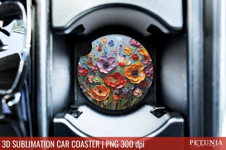 3D sublimation design being used as a 3d car coaster print