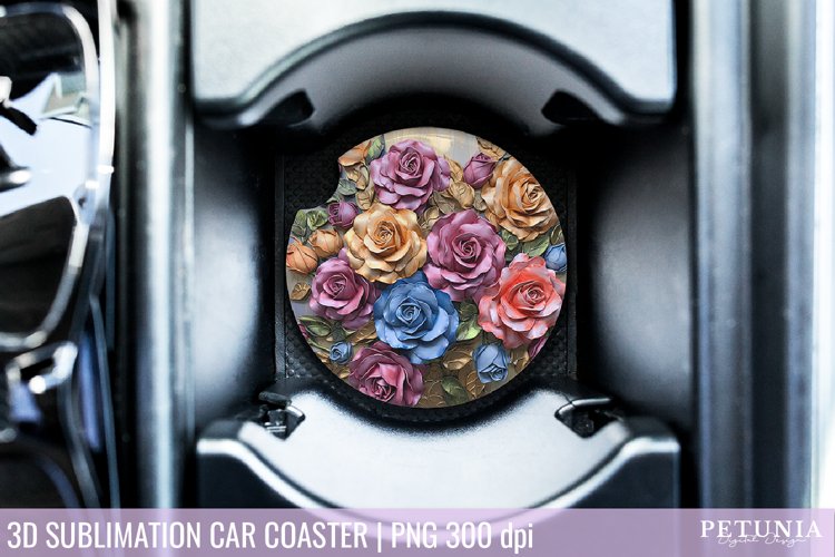 3D sublimation design being used as a 3d car coaster print