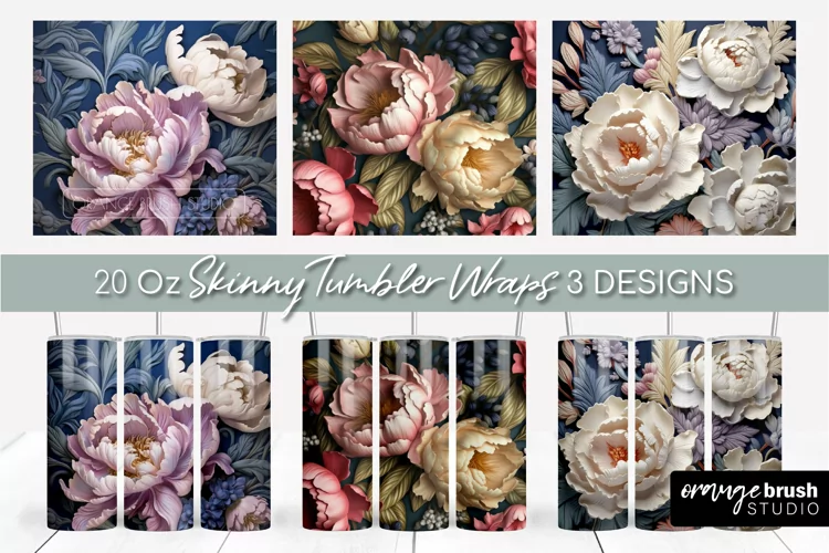 3d Sublimation Tumbler, 3D Flowers Tumbler Wrap