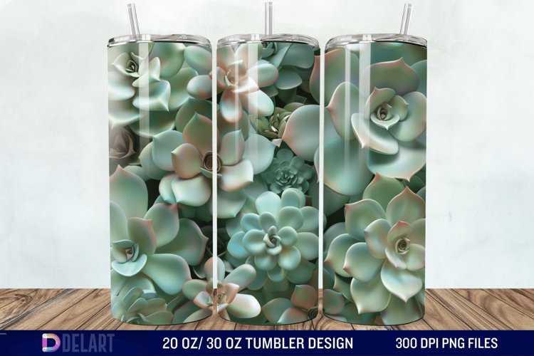 3d Succulent Flowers Tumbler Wrap