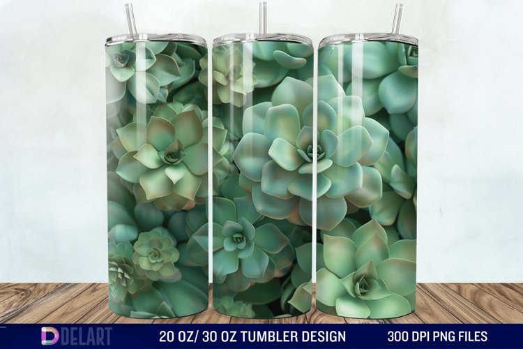 3d Succulent Flowers Tumbler Wrap