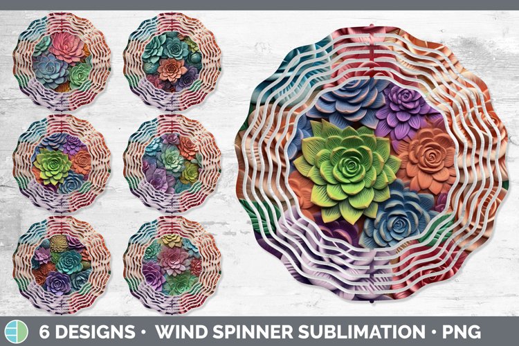 3D Succulents Wind Spinner | Sublimation Spinner Designs Bun