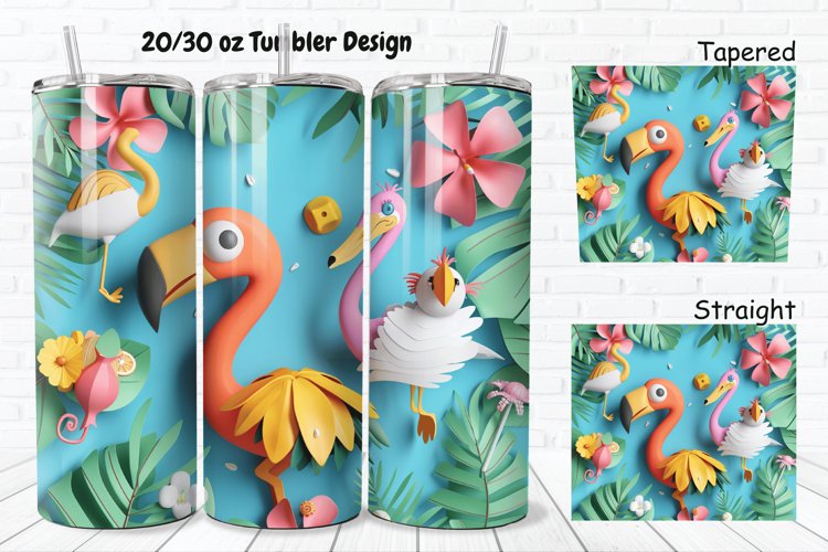 3D Summer Animals 20/30oz Skinny Tumbler example image 1