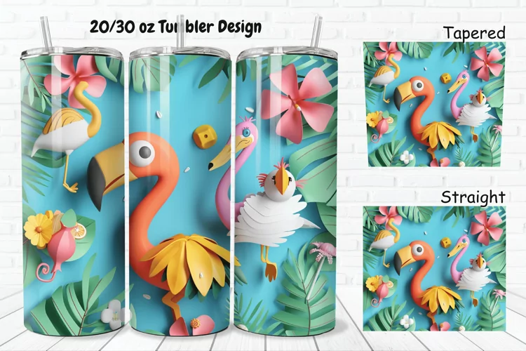3D Summer Animals 20/30oz Skinny Tumbler