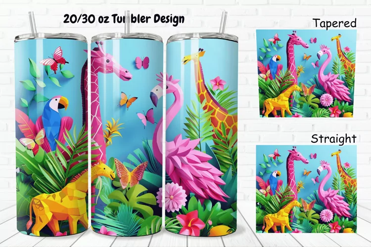 3D Summer Animals 20/30oz Skinny Tumbler