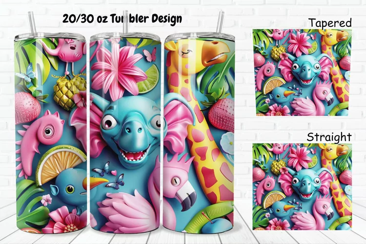 3D Summer Animals 20/30oz Skinny Tumbler
