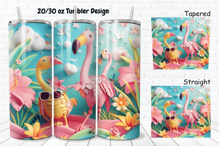 3D Summer Animals 20/30oz Skinny Tumbler