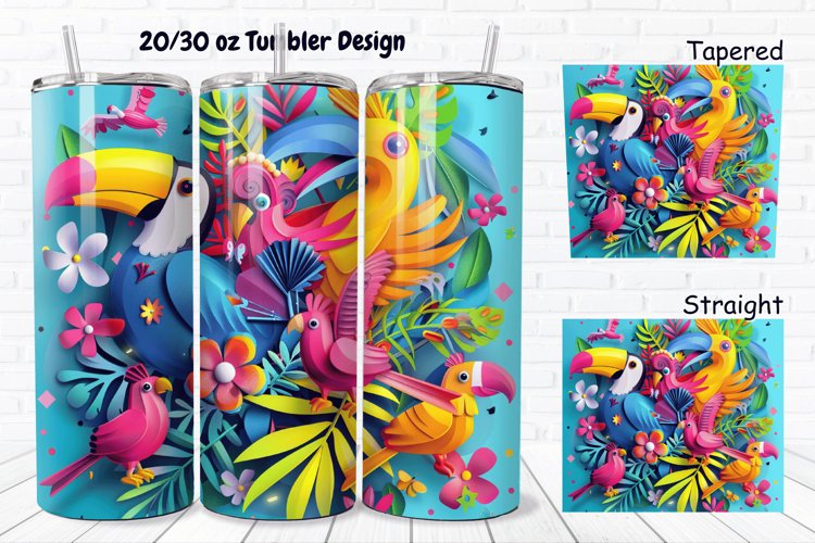 3D Summer Animals 20/30oz Skinny Tumbler example image 1