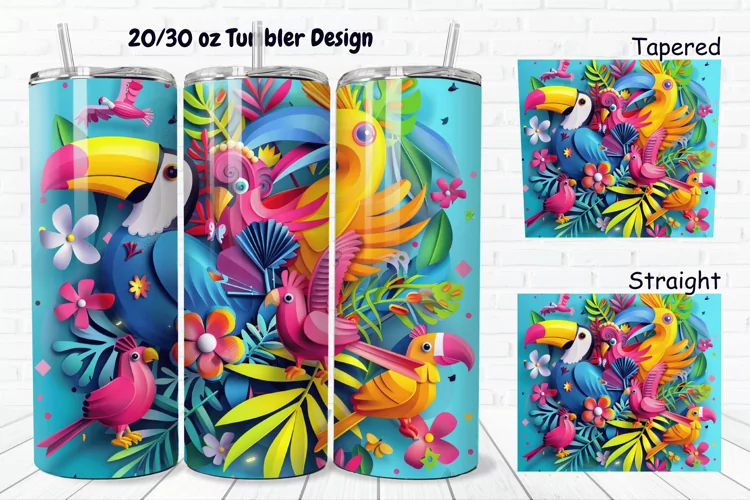 3D Summer Animals 20/30oz Skinny Tumbler