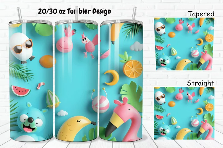3D Summer Animals 20/30oz Skinny Tumbler