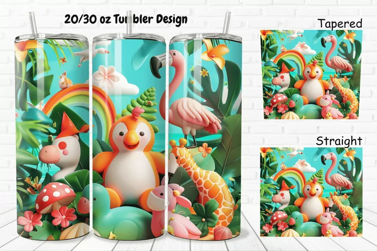 3D Summer Animals 20/30oz Skinny Tumbler