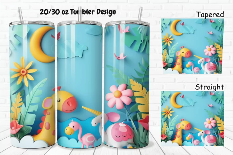 3D Summer Animals 20/30oz Skinny Tumbler