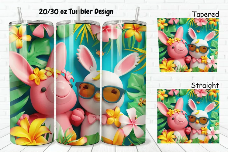 3D Summer Animals 20/30oz Skinny Tumbler