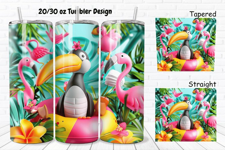 3D Summer Animals 20/30oz Skinny Tumbler