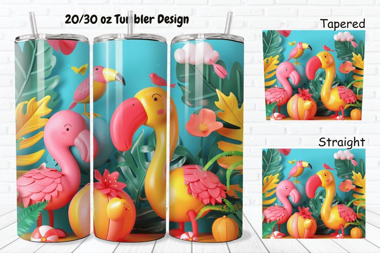3D Summer Animals 20/30oz Skinny Tumbler