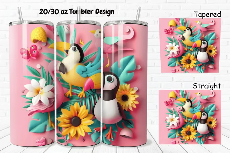 3D Summer Animals 20/30oz Skinny Tumbler