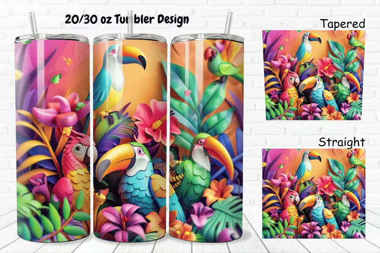 3D Summer Animals 20/30oz Skinny Tumbler
