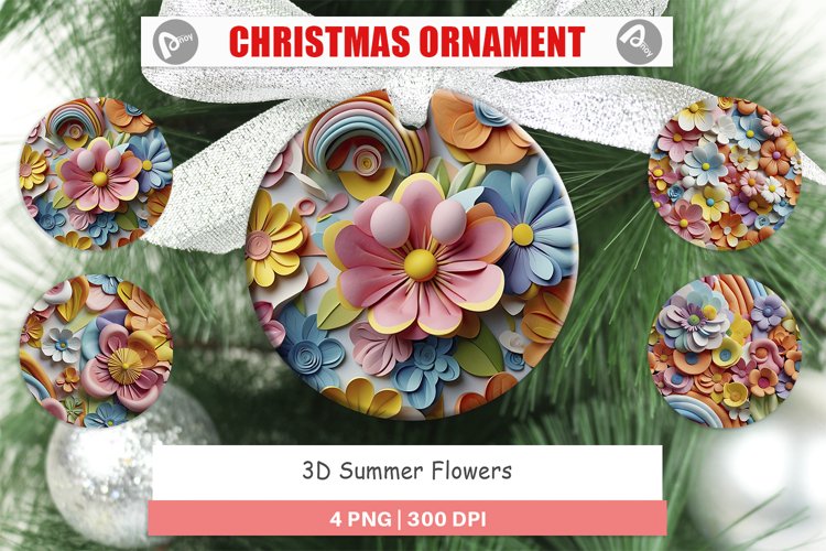 Christmas Ornaments 3D Summer Flowers