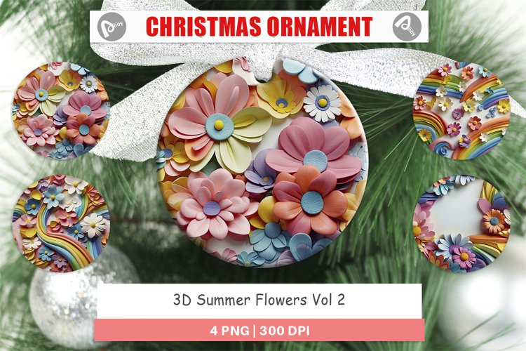 Christmas Ornaments 3D Summer Flowers