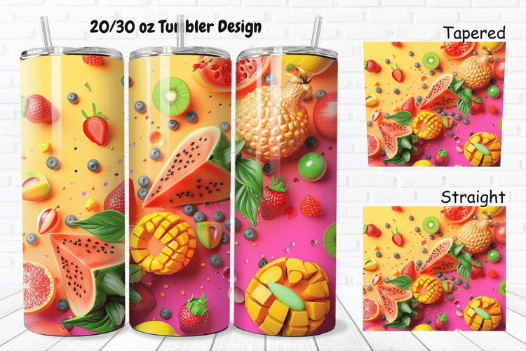 3D Summer Fruits 20/30oz Skinny Tumbler example image 1
