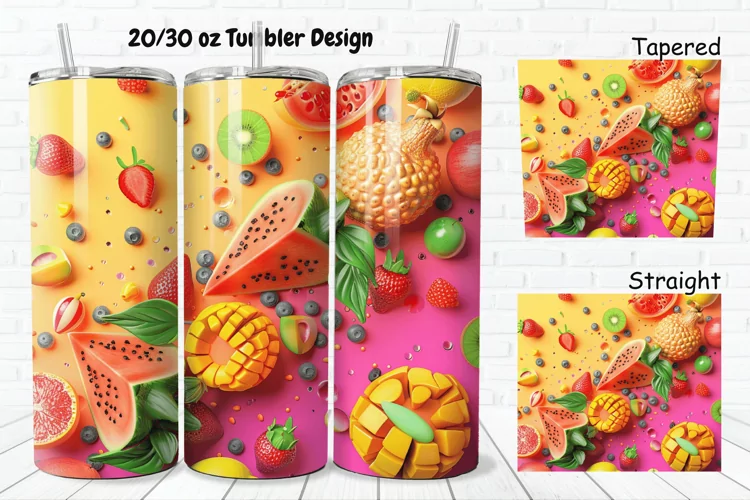 3D Summer Fruits 20/30oz Skinny Tumbler
