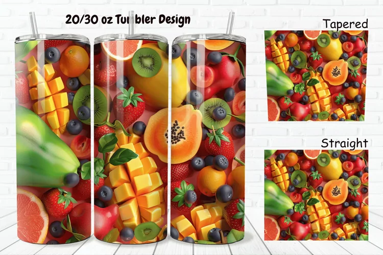 3D Summer Fruits 20/30oz Skinny Tumbler