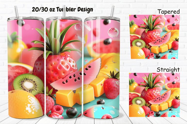 3D Summer Fruits 20/30oz Skinny Tumbler