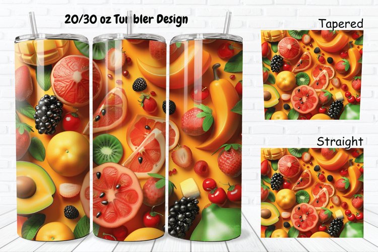 3D Summer Fruits 20/30oz Skinny Tumbler example image 1