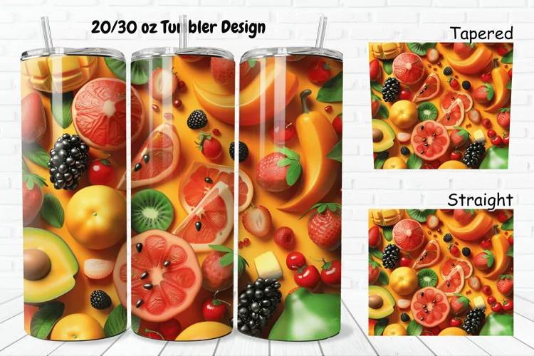 3D Summer Fruits 20/30oz Skinny Tumbler
