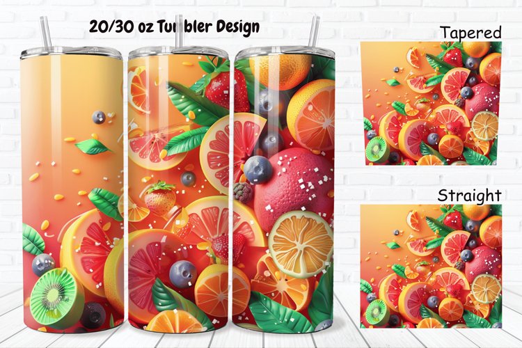 3D Summer Fruits 20/30oz Skinny Tumbler example image 1