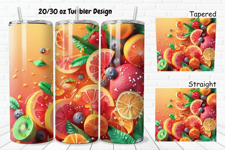 3D Summer Fruits 20/30oz Skinny Tumbler