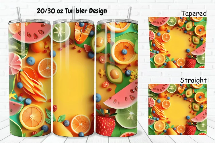 3D Summer Fruits 20/30oz Skinny Tumbler