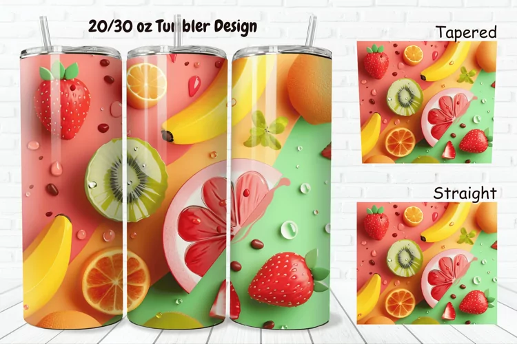3D Summer Fruits 20/30oz Skinny Tumbler