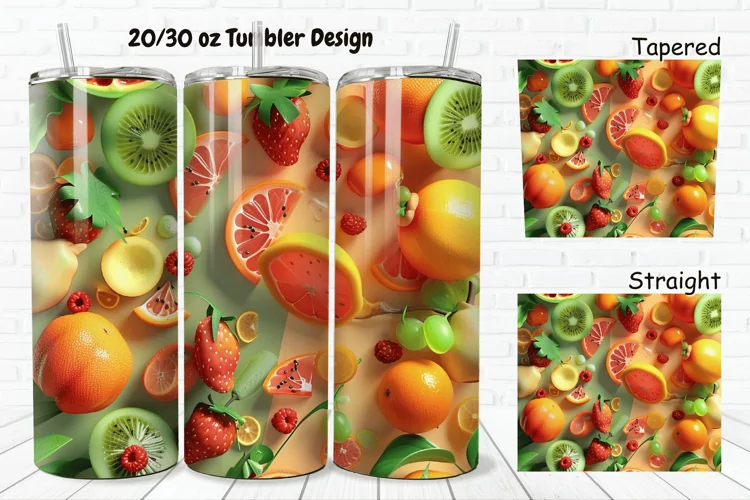 3D Summer Fruits 20/30oz Skinny Tumbler