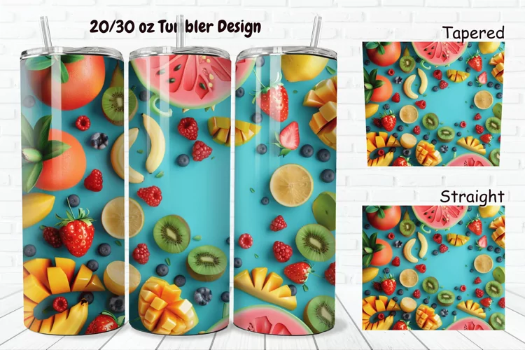 3D Summer Fruits 20/30oz Skinny Tumbler