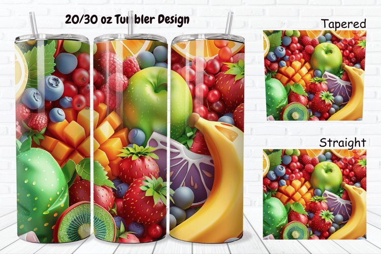 3D Summer Fruits 20/30oz Skinny Tumbler