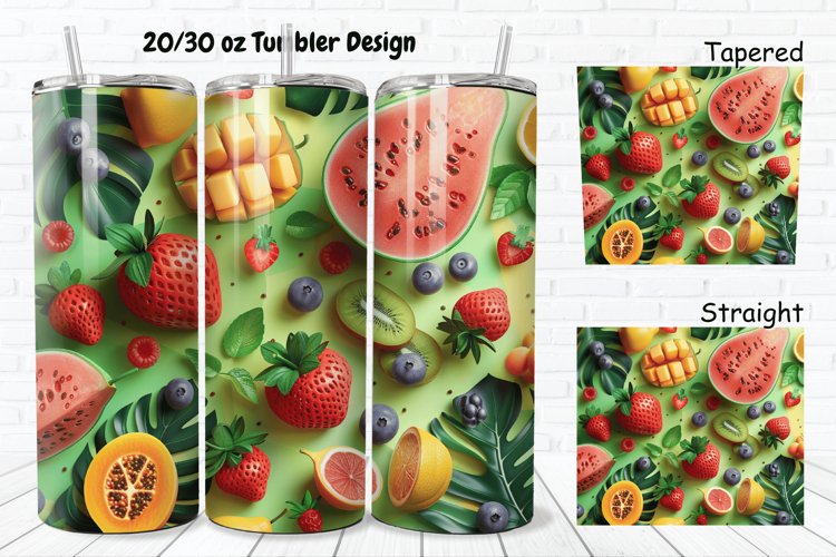 3D Summer Fruits 20/30oz Skinny Tumbler