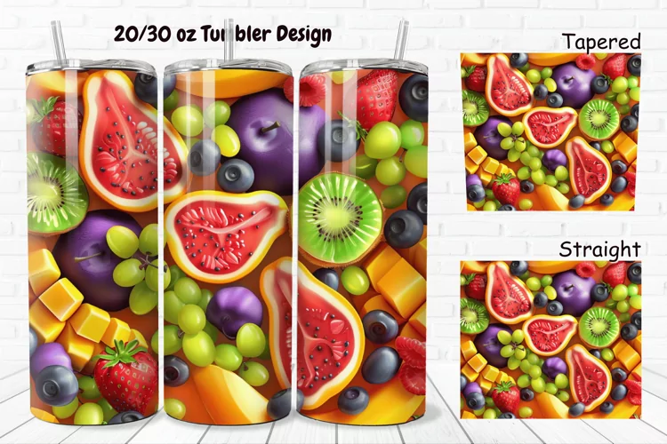 3D Summer Fruits 20/30oz Skinny Tumbler