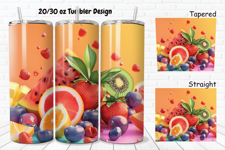 3D Summer Fruits 20/30oz Skinny Tumbler