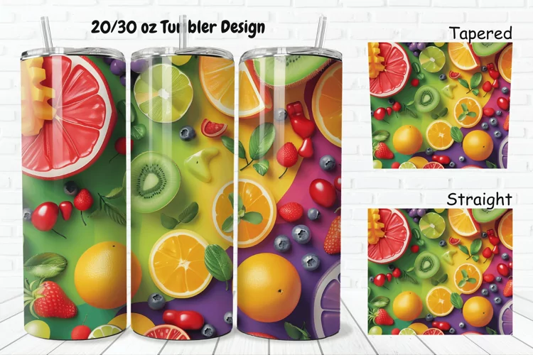 3D Summer Fruits 20/30oz Skinny Tumbler