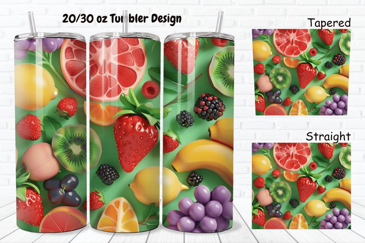 3D Summer Fruits 20/30oz Skinny Tumbler