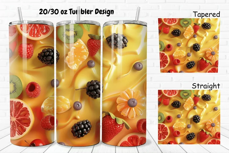 3D Summer Fruits 20/30oz Skinny Tumbler