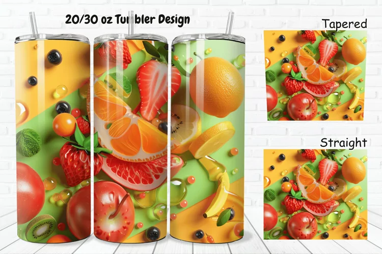 3D Summer Fruits 20/30oz Skinny Tumbler
