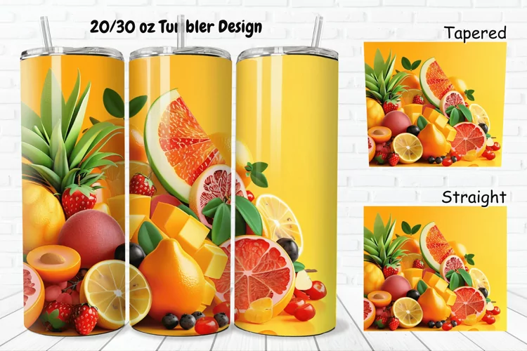 3D Summer Fruits 20/30oz Skinny Tumbler
